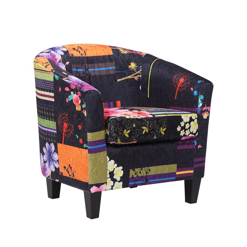 Angelice Multicoloured Patchwork Accent Tub Chair, Black