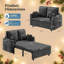 Canapé-lit 3 en 1, canapé-lit convertible de 56 pouces, canapé-lit avec porte-gobelets, port USB et poche latérale, causeuse moderne pour le salon, la chambre à coucher, comprend les coussins décoratifs-148433514