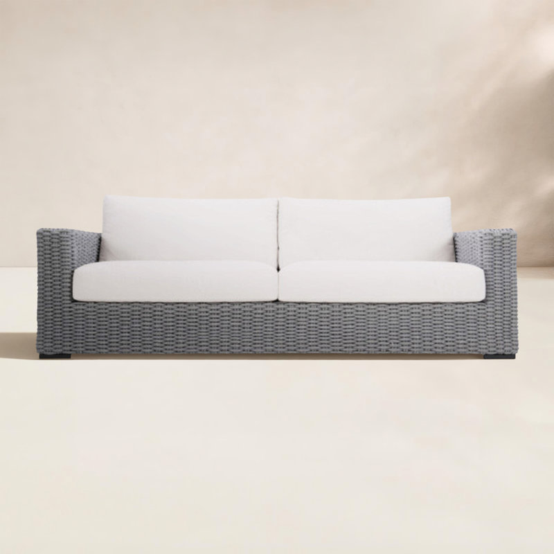 Capri 92.5'' Wide Aluminum Loveseat with Cushions, Light Grey Linen 6032-010