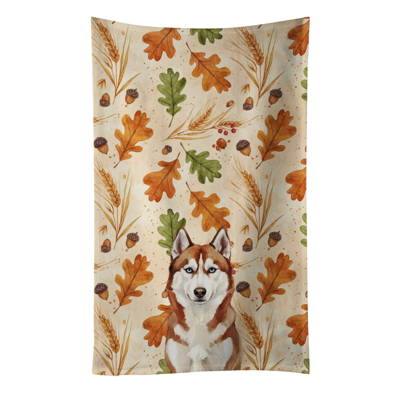 Serviette de cuisine rouge et blanche Husky, Husky sibérien rouge et blanc