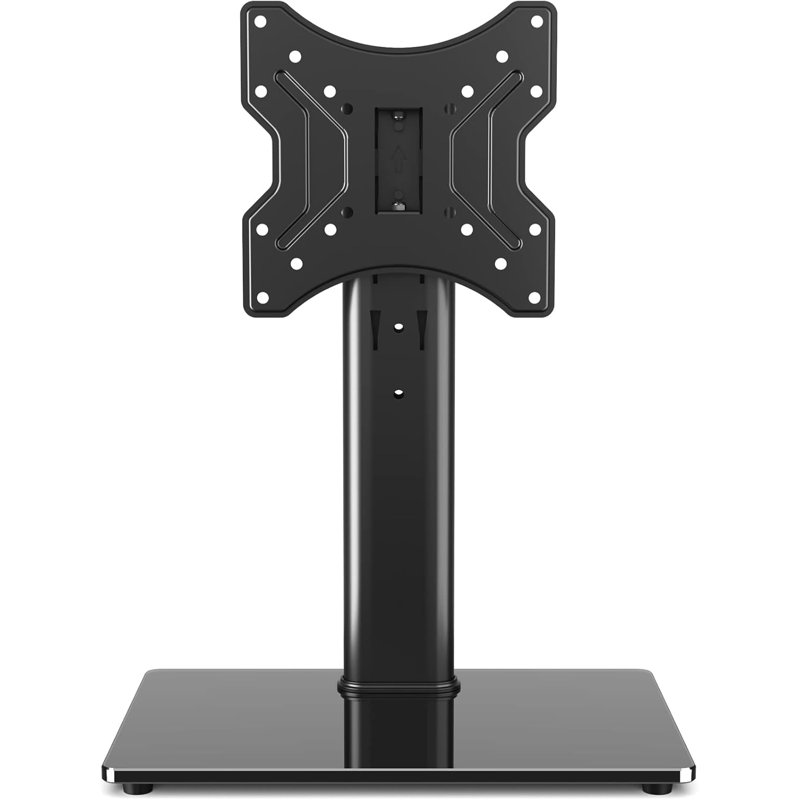 Meuble télé universel pour table | Hauteur réglable | Base en verre trempé | Pour téléviseur plat incurvé de 23 à 43 po