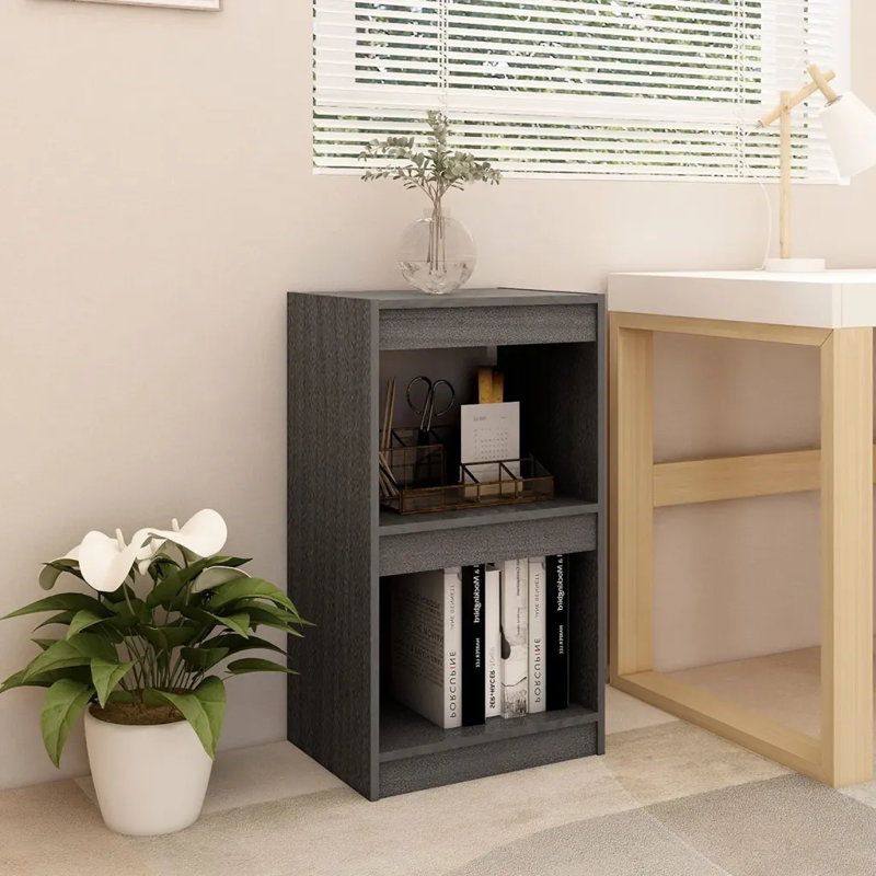 Jamaurion Solid Wood Standard Bookcase, Grey, (2 Shelves) 71.5cmH x 40cmW x 30cmD