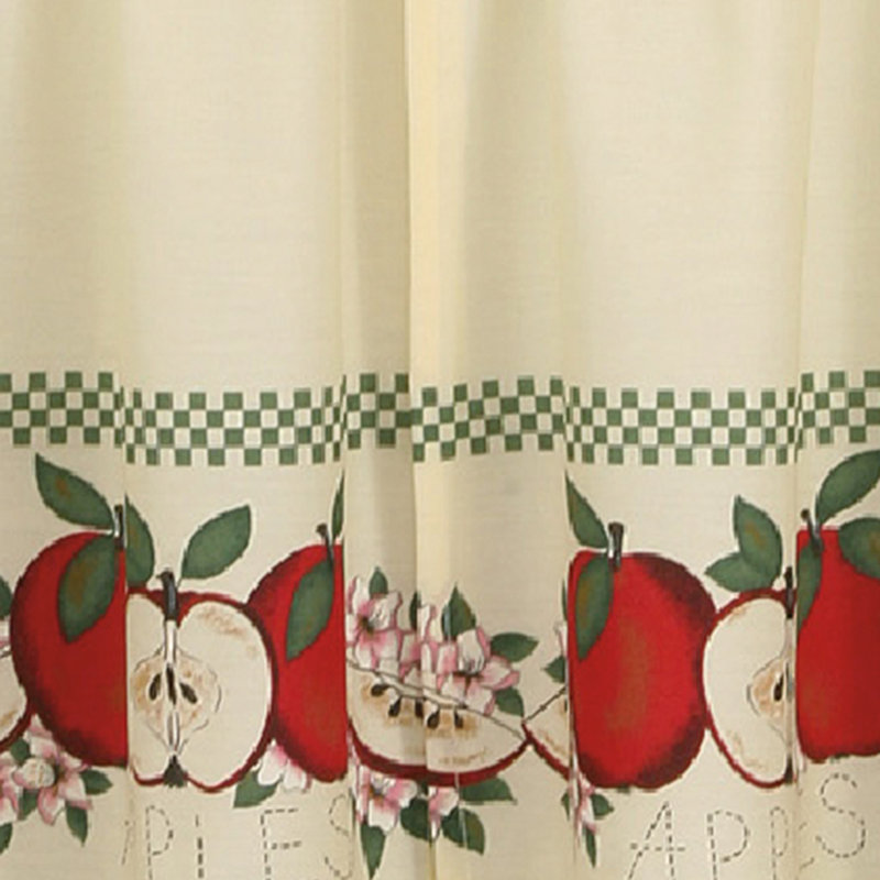 Drumourne Cotton Blend Floral Ruffled Kitchen Curtain, Beige/Red/Green