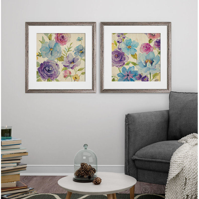 « fleur medley », ensemble de 2 reproductions encadrées, Cadre brun