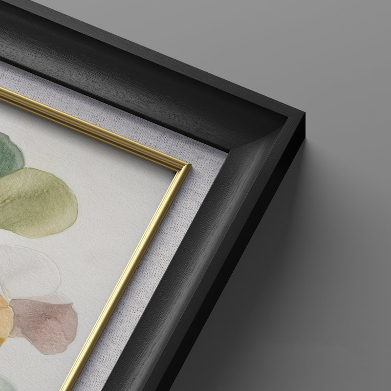 «Soft Green and Beige Botanical Leaves», ensemble de 2 reproductions d'art encadrées de qualité supérieure sur papier 26 po x 36 po