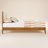 Lunaris Mid-Century Solid Wood Queen Platform Bed With Upholstered Headboard-1080637318