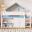 Full Size Loft Bed With Canopy Roof And Storage Cabinet-397006058