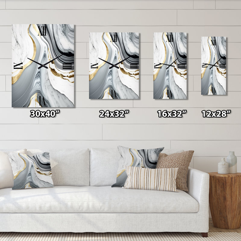 Abstract Geode Marble Waves II - Horloges murales abstraites, H 28 po x l 12 po x P 1 po
