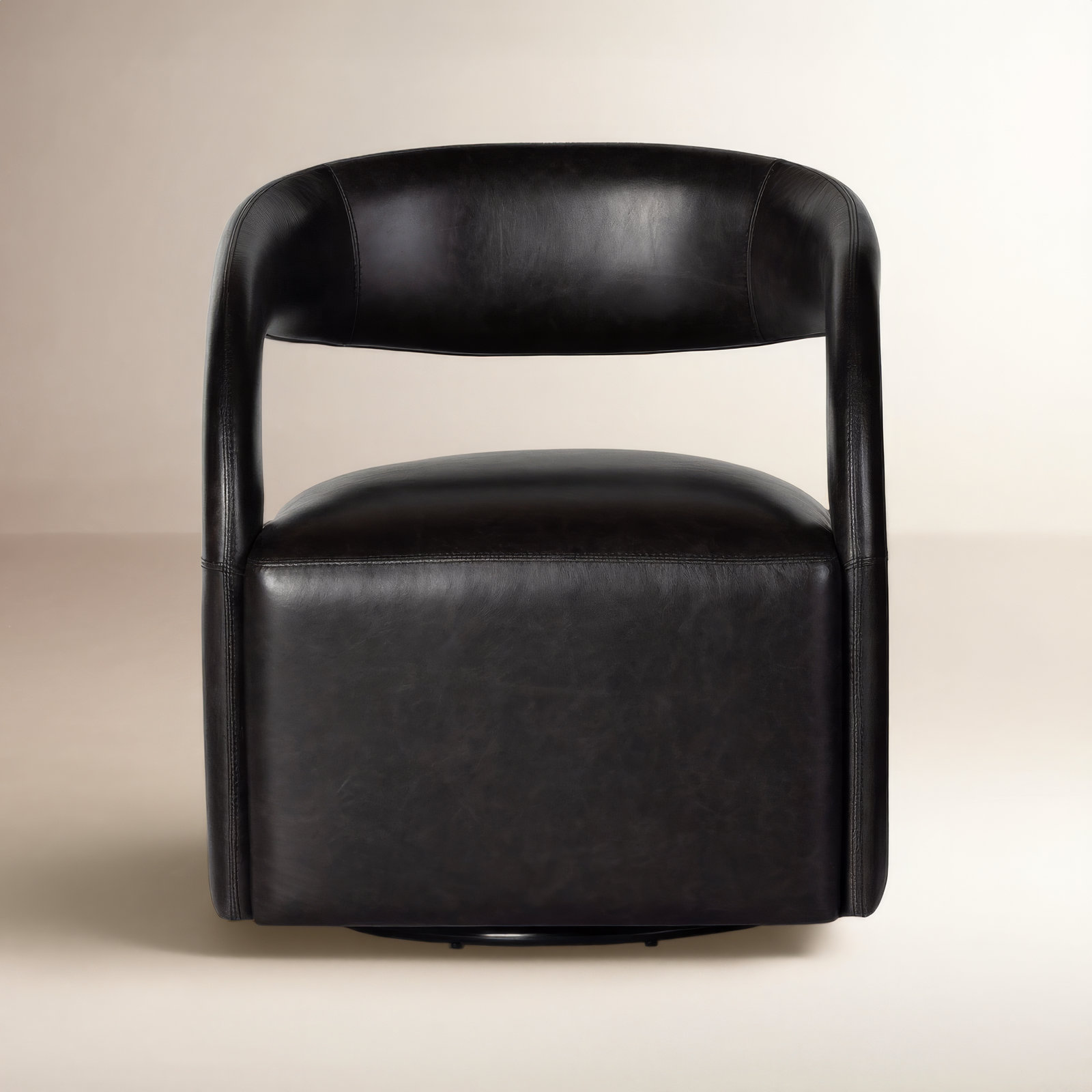 Finton Genuine Leather Swivel Armchair, Sonoma Black Genuine Leather