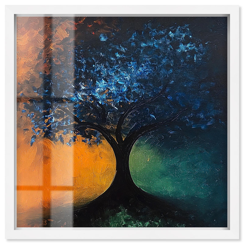 «Tree of Opposites II Shadowbox Print Nature Paintings» par Art Remedy, H 25 po x l 25 po, Blanc