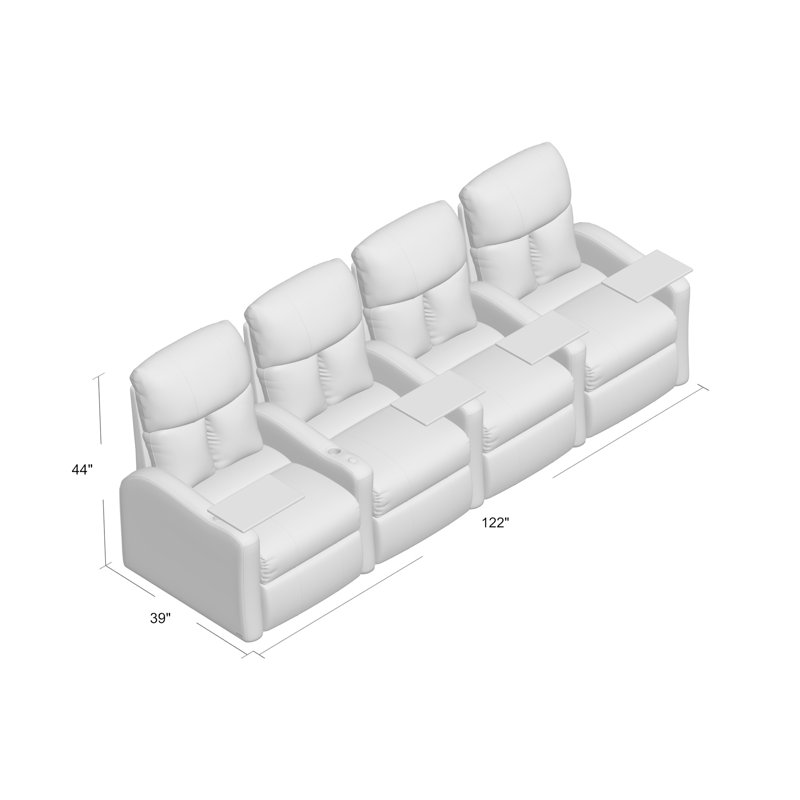 Rangée de sièges de cinéma maison (rangée de 4), Électrique, Sangria Smartsuede