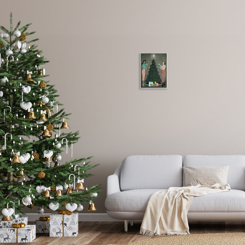 Filles et arbre de Noël, art mural par Grace Popp