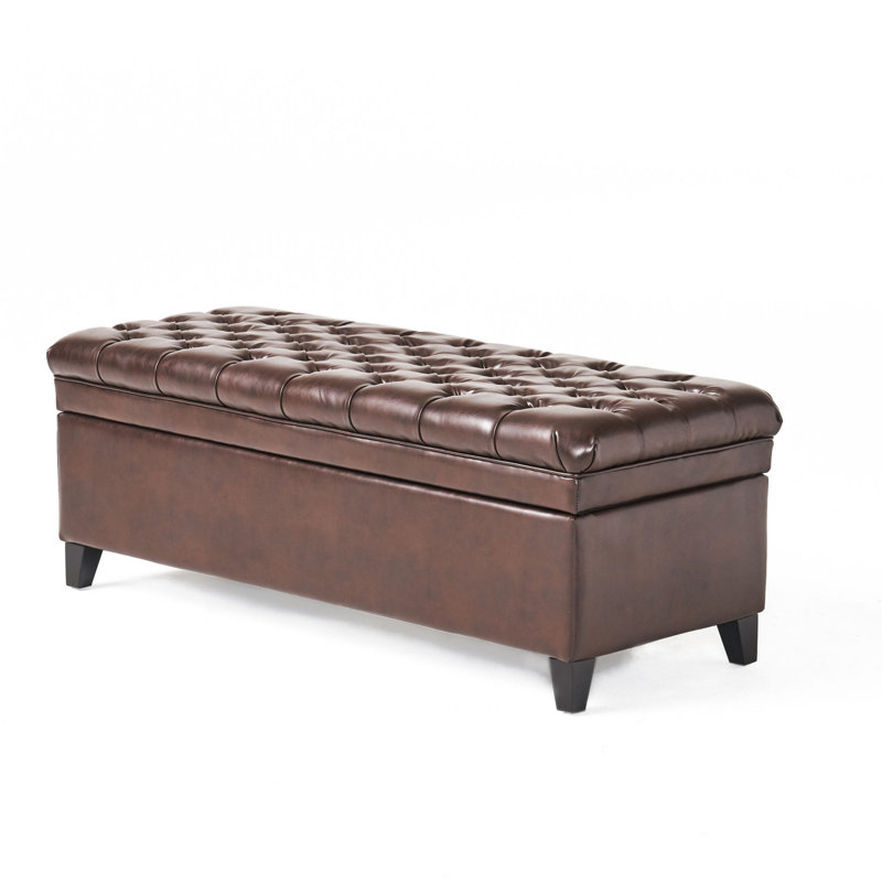 Banc de rangement en similicuir Ayia, Brun