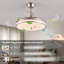 Ventilateur de plafond moderne à DEL 42 pouces à 2 niveaux avec éclairage et télécommande, pales rétractables, moteur à courant continu à 6 vitesses réglable et silencieux pour le salon, la chambre à coucher, la salle à manger