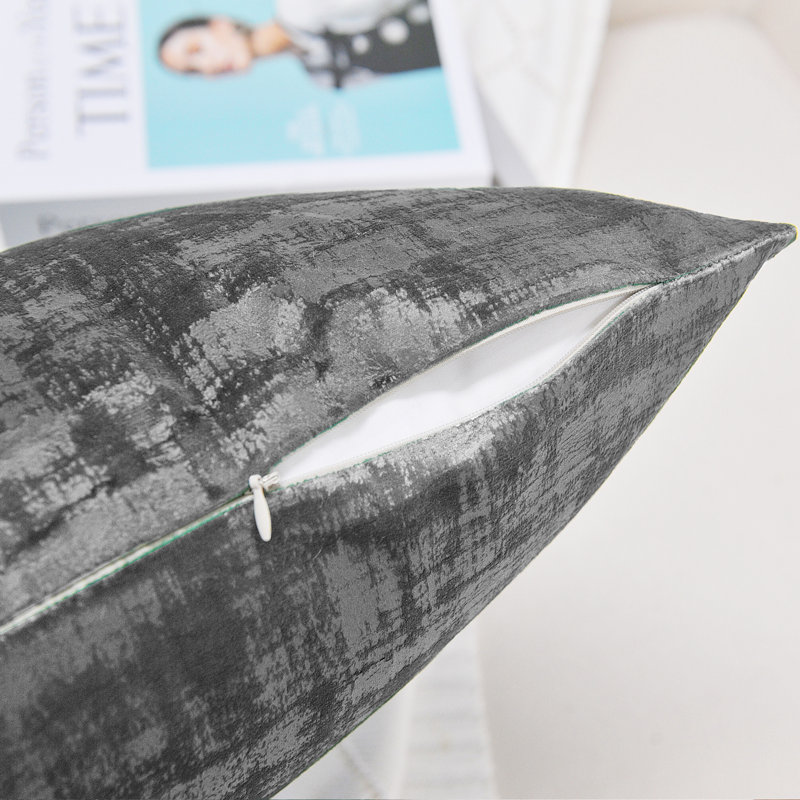 Textured Velvet Throw Pillow Cover, Peat