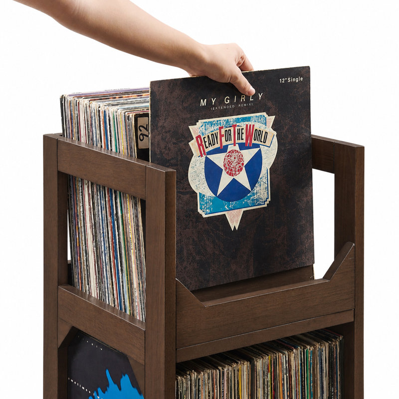 Support de rangement pour petits disques vinyles Asheville, Brown