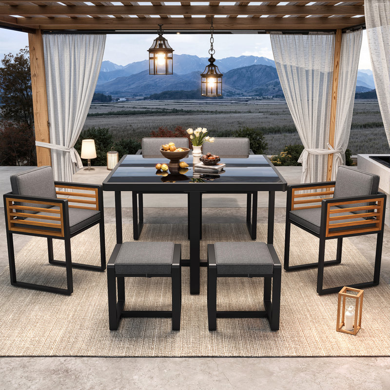 6 - Person Patio Dining Set with Square Table