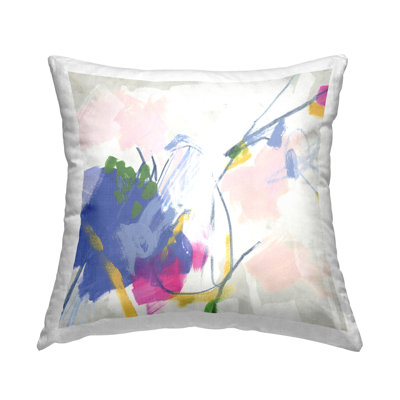 Coussin décoratif imprimé rose et bleu par June Erica Vess