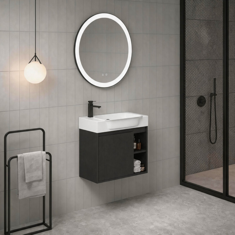Meuble-lavabo flottant 28 "Slimbay (RTA), Noir châtaignier, 28"