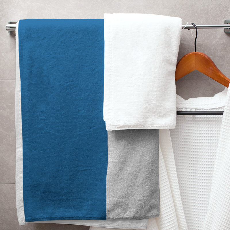 Bath Towel, Dodger Blue/White/Dodger Blue, Microfiber