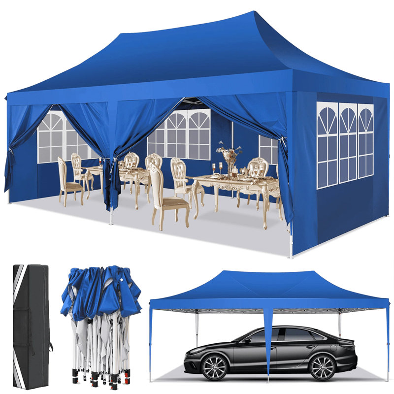 10x20 Pop up Canopy with 6 Removable Sidewalls,Outdoor Waterproof Canopy Tents for Partie Wedding, Blue