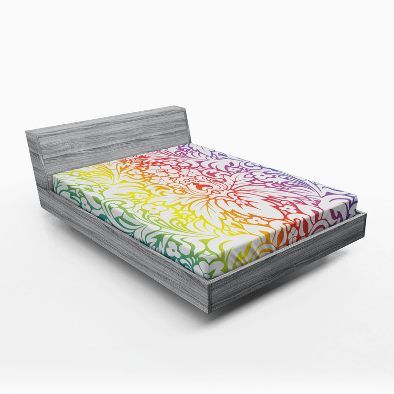 Floral Microfiber Damask Fitted Sheet, Full Fitted Sheet