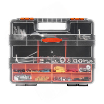 3-Pack Small Parts Organizer, 21 Compartments Tools Organizer Box With Removable Dividers, High-Quality PP Hardware Storage Box With Safety Latch & Portable Handle For Nuts, Bolts, Screws, Nails