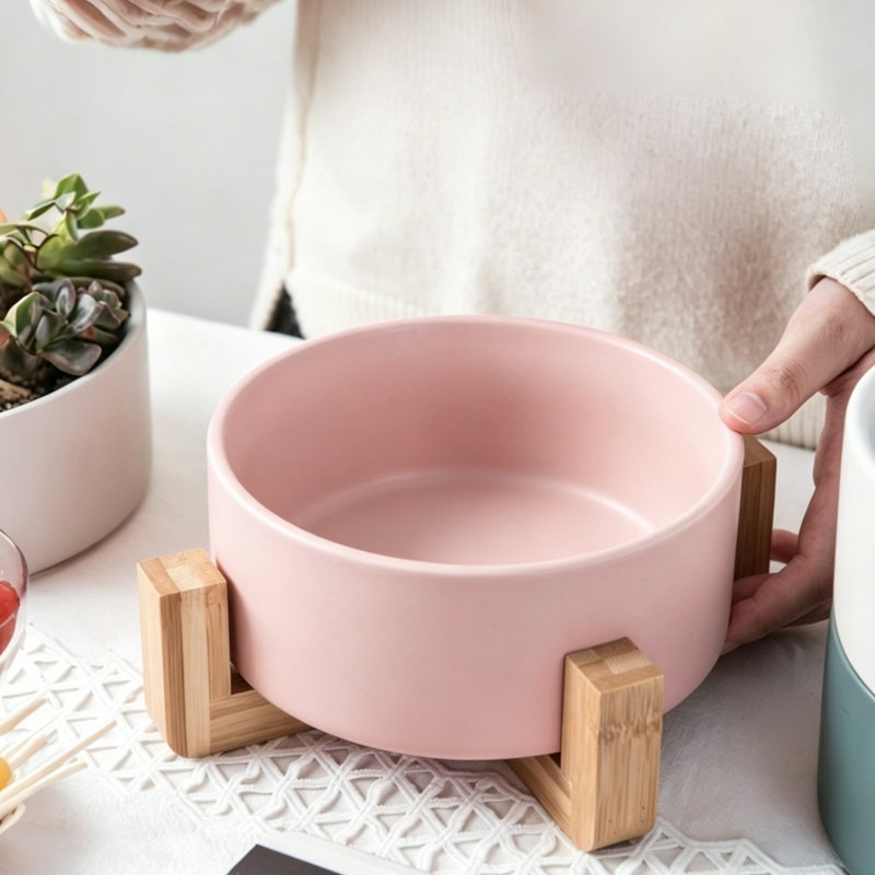 Bol anti-basculement en céramique pour nourriture pour animaux avec support pour chats