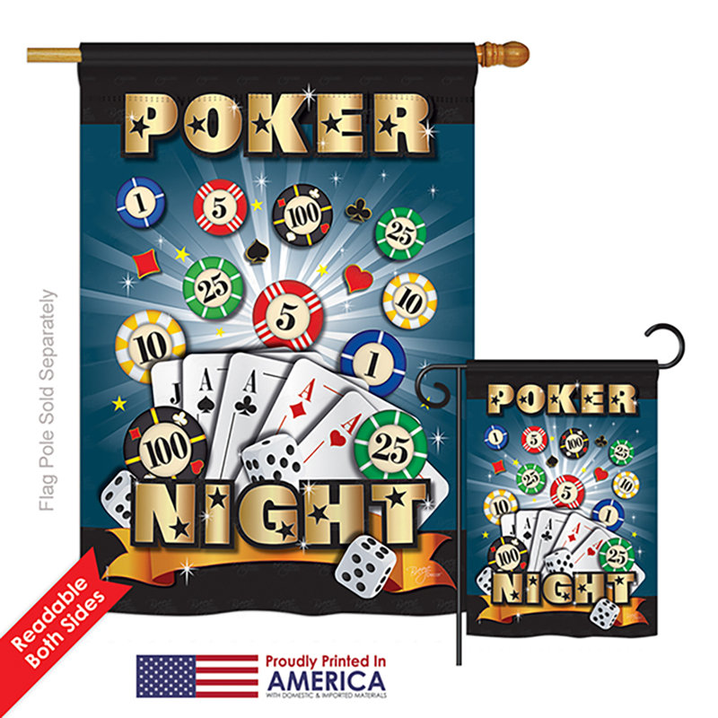 Drapeau de jardin en polyester 40 x 28 po 2 faces Poker Impressions