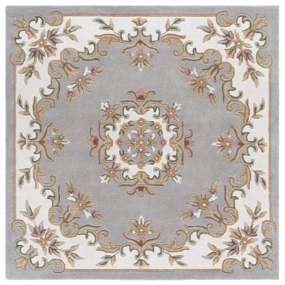Tapis oriental gris / ivoire / brun en laine / coton touffeté à la main Aubusson 301