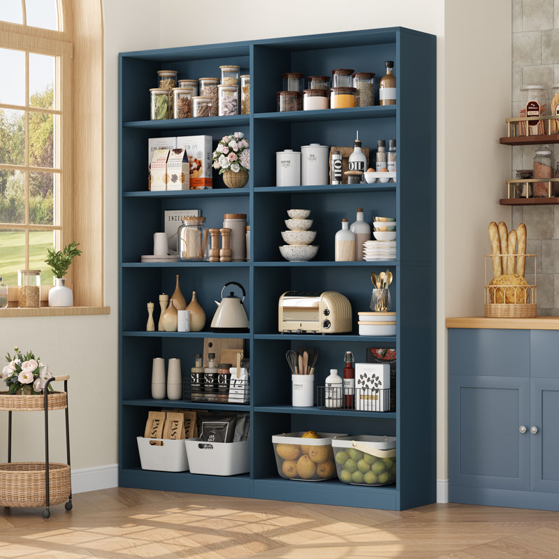 Bibliothèque standard à 6 niveaux H 74,3 "x l 47,2" Geng, Bleu, (6 tablettes) H 74,3 po x l 47,2 po x P 11,8 po