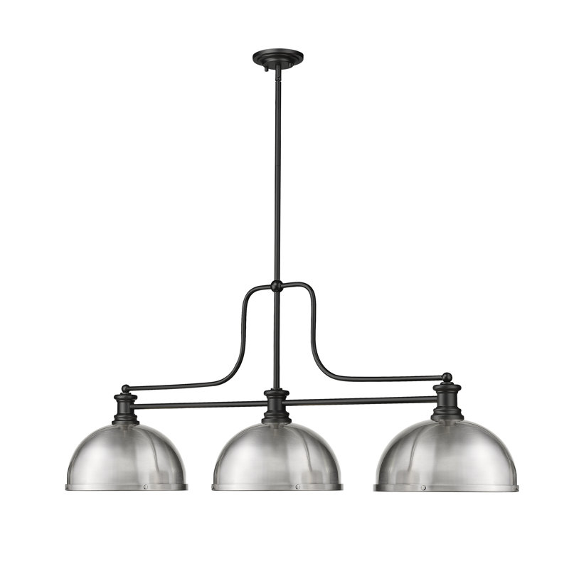 Lustre linéaire moderne à 3 lumières Eraste, Nickel brossé