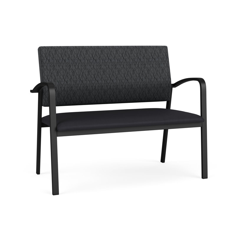 Newport Waiting Reception Loveseat Metal Frame, Black, Adler Nocturnal/Patriot Plus Black