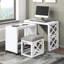 Ensemble de bureau polyvalent à finition blanche 3 pièces avec bureau roulant, ports de charge et tabouret rembourré pour le confort et la commodité-585516081