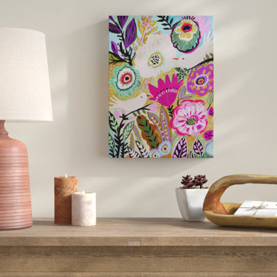 « jardin oiseaux i », peinture sur toile tendue