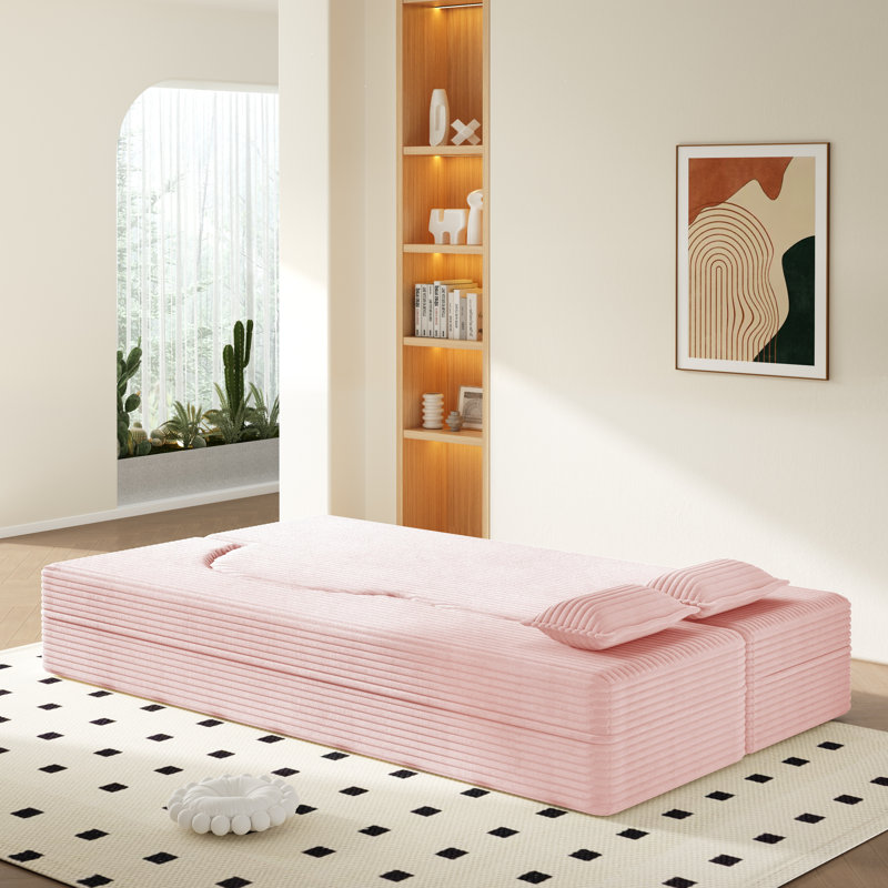 Canapé-lit moderne avec 2 coussins, canapé-lit convertible en mousse, matelas pliant simple de 15 po pour le salon, lit d'invité, salle de jeux, aucun assemblage requis
