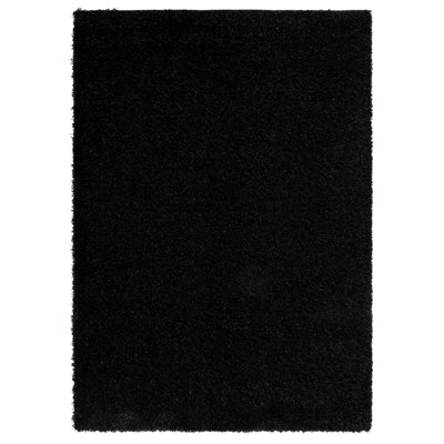 Tapis noir tissé à plat à la main Angeliya