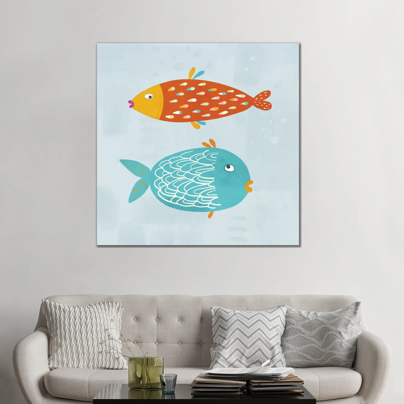 «Sarcastic Fish» par Nic Squirrell - impression d'art graphique, H 48 po x l 48 po x 1,5 po, Toile tendue, Pas de tapis