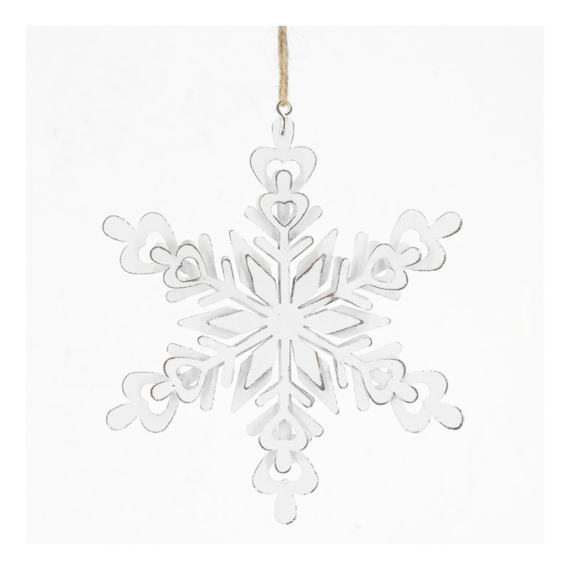 Ensemble de 6 ornements suspendus flocon de neige en fer blanc, boules décoratives 6,1 x 1,8 x 6,3 pouces