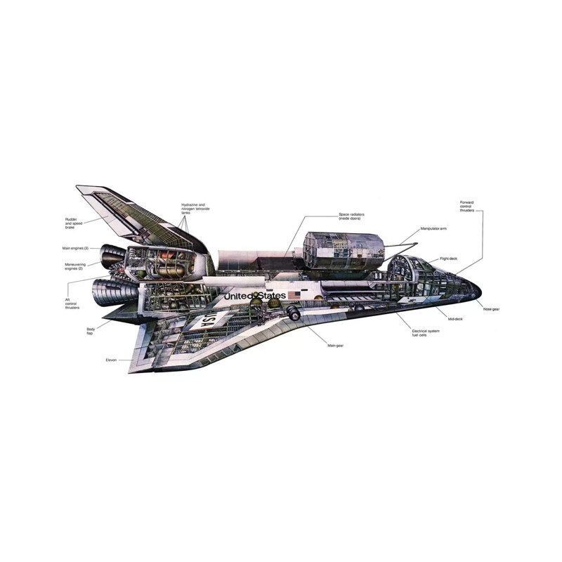 Illustration Of An Orbiter Cutaway View Of A Space Shuttle by Stocktrek Images - Wrapped Canvas Print