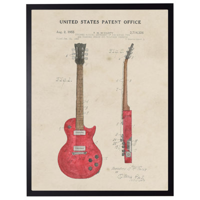 Electric Guitar Patent 2 in Black Frame