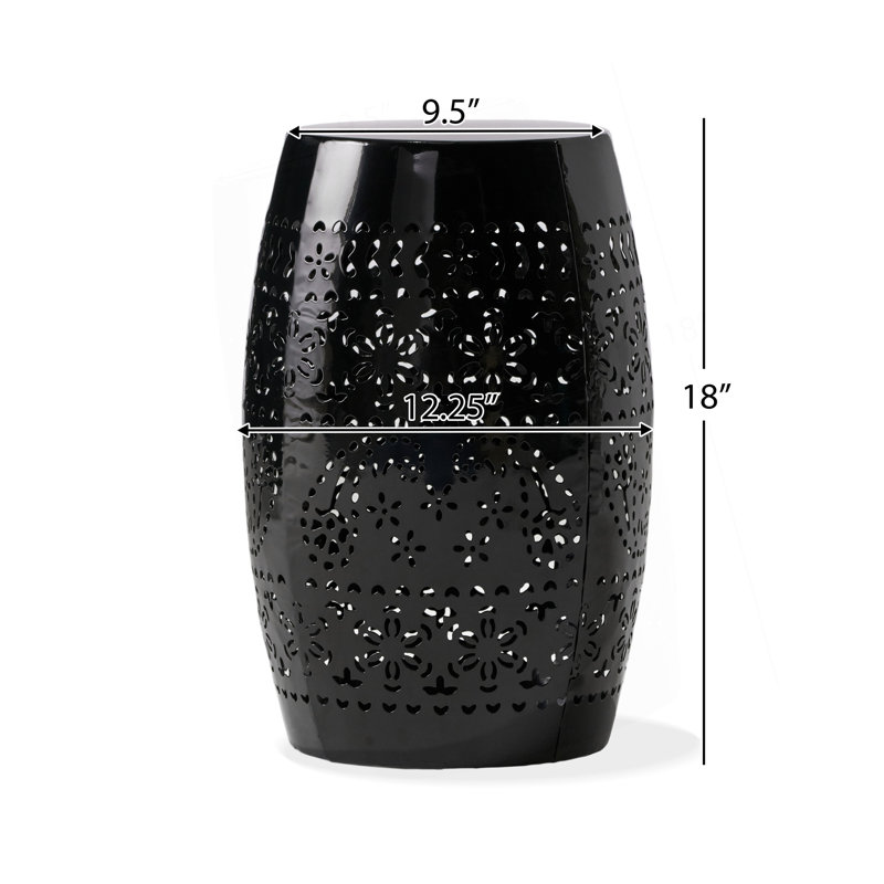 Unique Metal Side Table With Exquisite Pattern For Outdoor And Indoor Use, Black