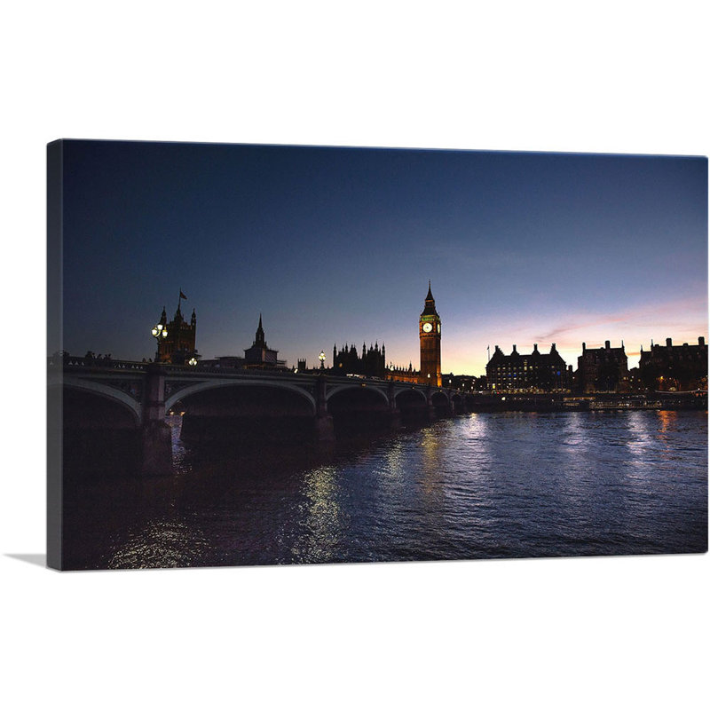 London London Big Ben at Dusk - reproduction de photo sur toile tendue, H 12 po x l 18 po x P 0,75 po