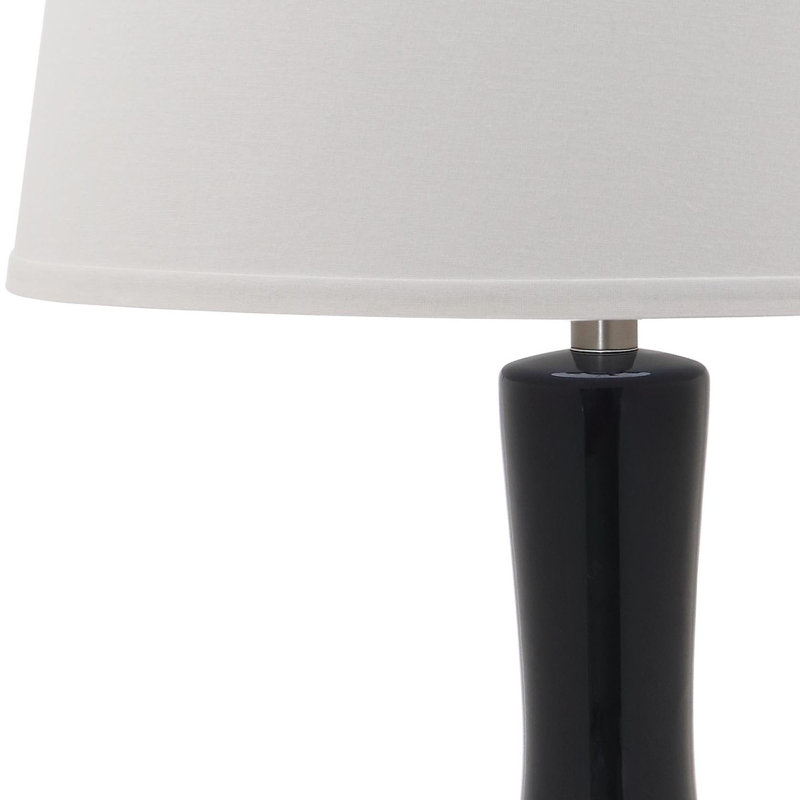 Blanche Navy Ceramic Table Lamp Set with White Cotton Shade