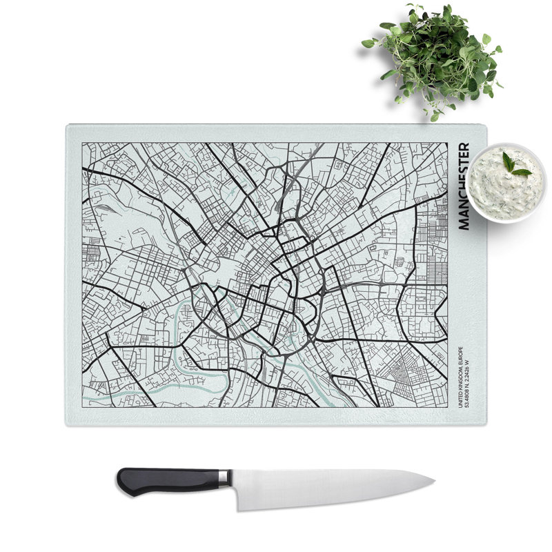 Map Manchester Uk Chopping Board, 28.5cm W x 39cm L