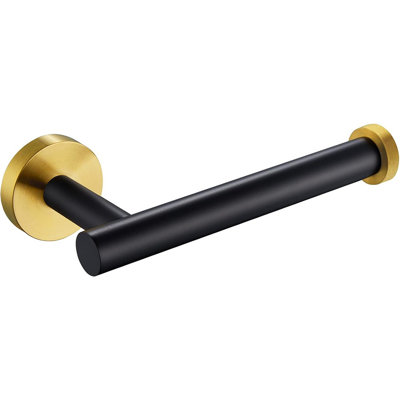 Stainless Steel Half-Open Round Toilet Paper Holder For Wall Mount, Black & Gold