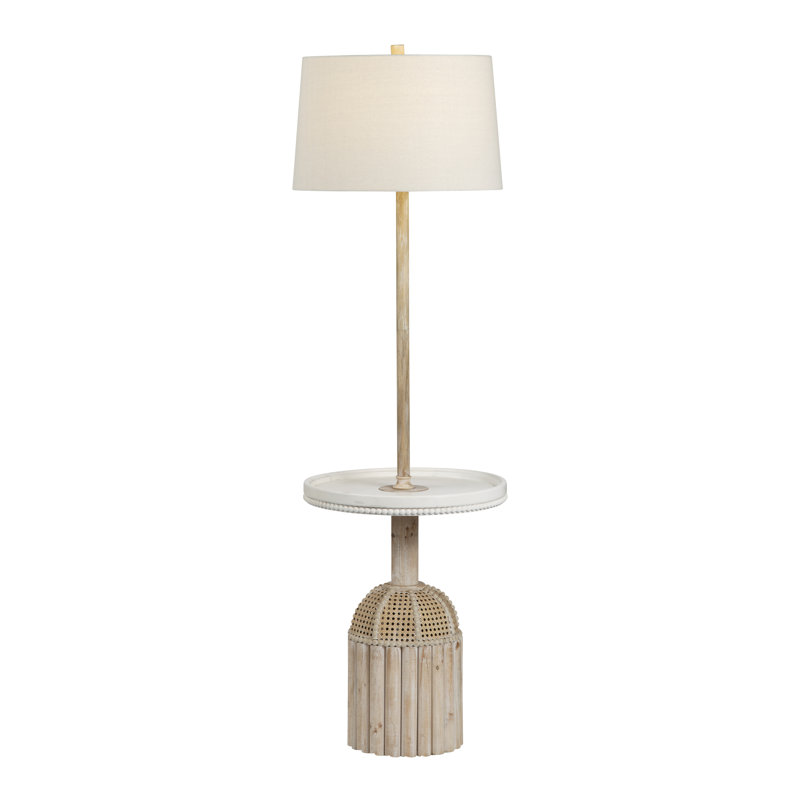 Lampe sur pied en bois 68 po avec abat-jour crème