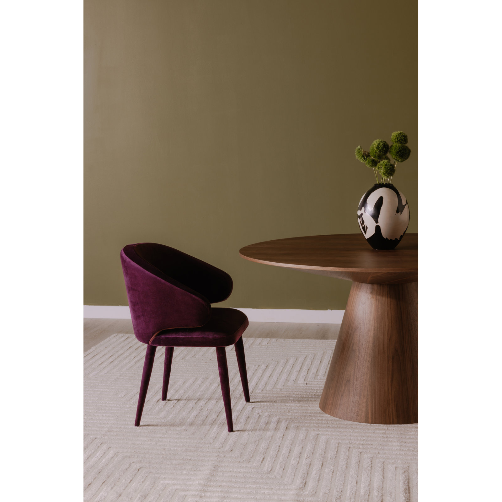 Royale Round Pedestal Dining Table , Walnut, 29.5" H x 54" W x 54" L