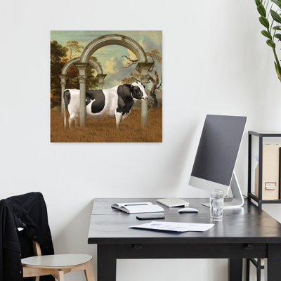 Art contemporain contemporain, paysage abstrait, vache, paysage naturel
