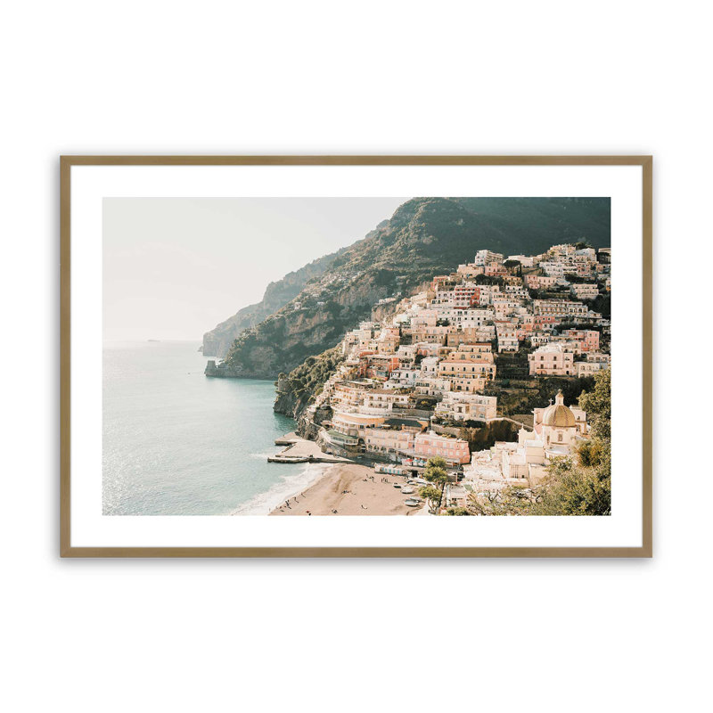 Impression sur toile Seaside Sanctuary, sans cadre, Cadre simple brossé doré, H 25,25 po x l 37,25 po x P 1,25 po